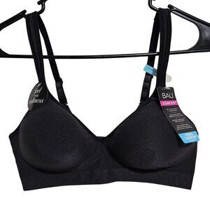Bali Comfort Cool Comfort Fabric Wireless Bra Size 36C Black Moisture Wicking